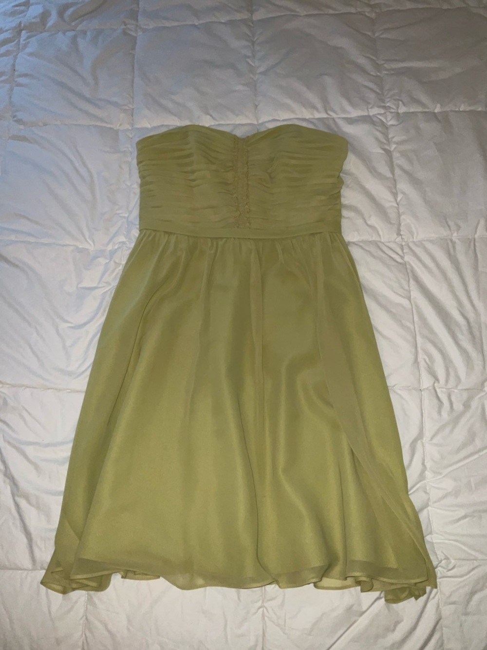 Alfred Angelo Strapless Chiffon Dress in Light Olive